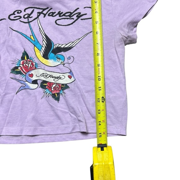 Ed Hardy Baby Tee Prurple Traditional Graphic Y2K Size Medium - Picture 5 of 5